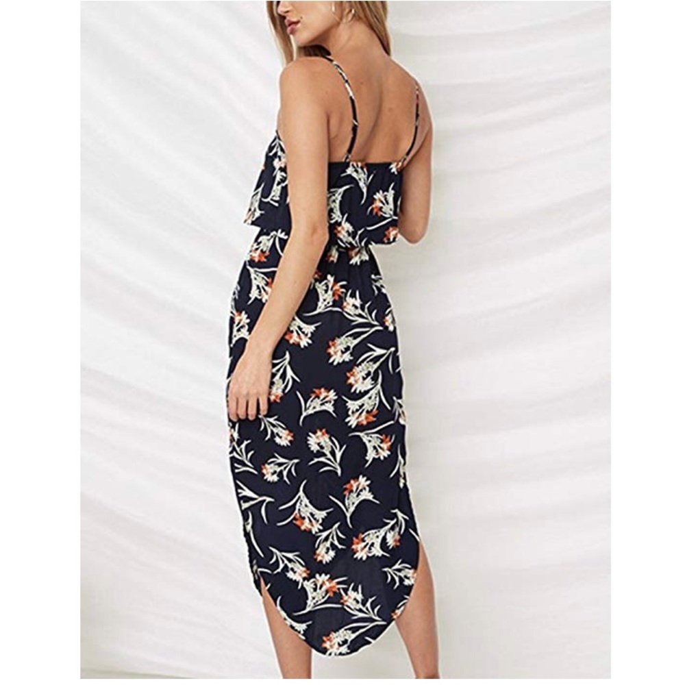 Birds Of Feathers Asymmetrical Midi Dress - Picture 3 of 6